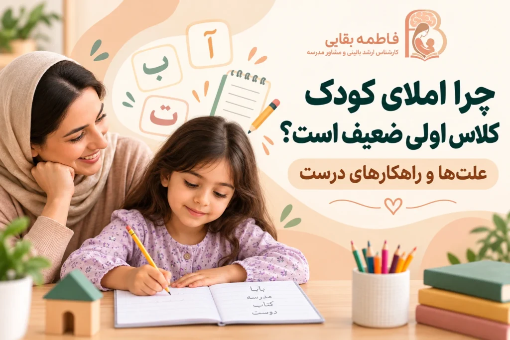 ضعف املا در کلاس اول؛ تمرین تقویت دیکته دانش‌آموز کلاس اولی